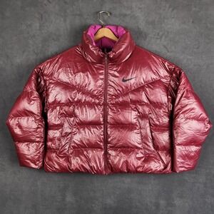 Nike Sportswear Down Fill Puffer Jacket Womens Large Burgundy Quilted CU5813 638
